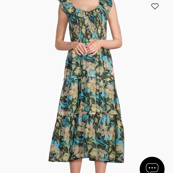 Tuckernuck Ro’s Garden Tuscany Midi Dress Olga Blue XS NWT! - Picture 3 of 14